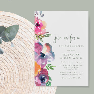 Modern Boho Watercolor Flower Par Shower Inbjudningar