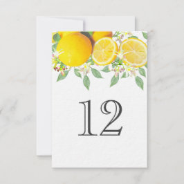 Modern Boho Watercolor Lemon Bröllop Bordsnummer
