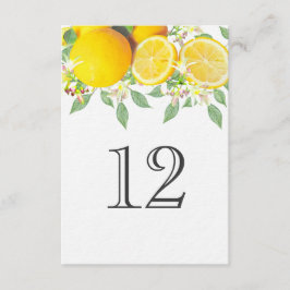 Modern Boho Watercolor Lemon Bröllop Bordsnummer