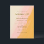 Modern Boho Watercolor Rosa Gult Bat mitzvah Inbjudningar<br><div class="desc">Bat mitzvah inbjudan till Modern Boho Watercolor Rosa Gult</div>
