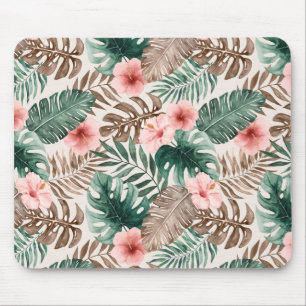 Modern Boho Watercolor Tropical Blommigt Löv Musmatta