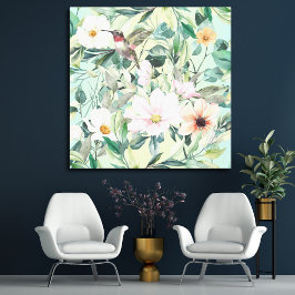 Modern Boho Watercolor Wildblomma Canvastryck