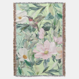 Modern Boho Watercolor Wildblomma Filt