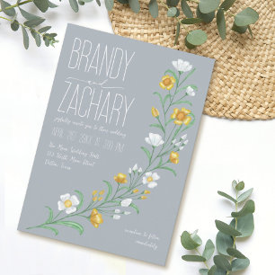 Modern Boho Watercolor Wildblommor Bröllop Inbjudningar