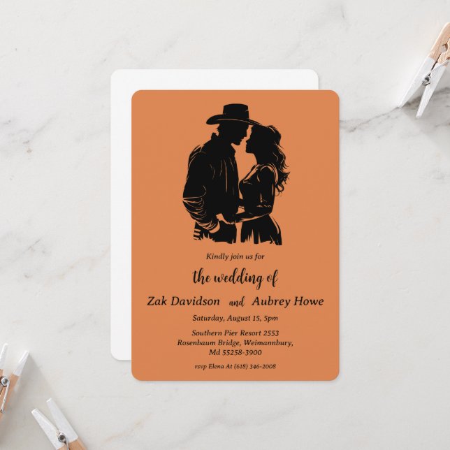 Modern boho western wedding invitations inbjudningar (Fram/Back In Situ)