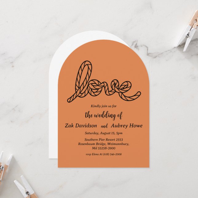 Modern boho western wedding invitations inbjudningar (Fram/Back In Situ)