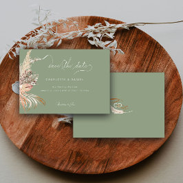 Modern Boho Whimsical Calligraphy Script Sage Spara Datumet