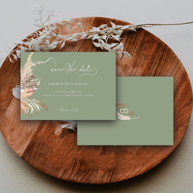 Modern Boho Whimsical Calligraphy Script Sage Spara Datumet (Skapare uppladdad)