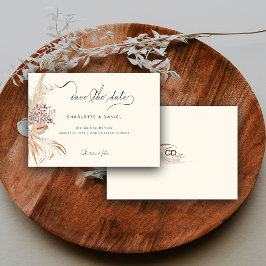Modern Boho Whimsical Kalligrafi Skript Beige Spara Datumet