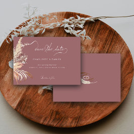 Modern Boho Whimsical Kalligrafisk Skript Rosa Spara Datumet