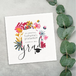 Modern Boho White Arch Blommigt Studentfest Pappersservett