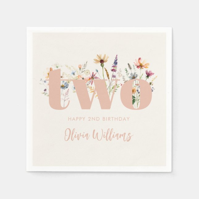Modern Boho Wildblomma 2:a födelsedagen Pappersservett (Framsidan)
