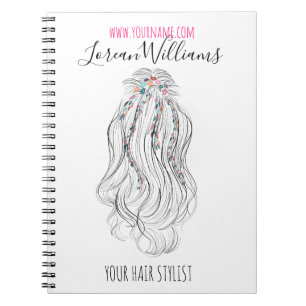 Modern Boho WildblommMöhippa Hair Stylist Blommigt Anteckningsbok