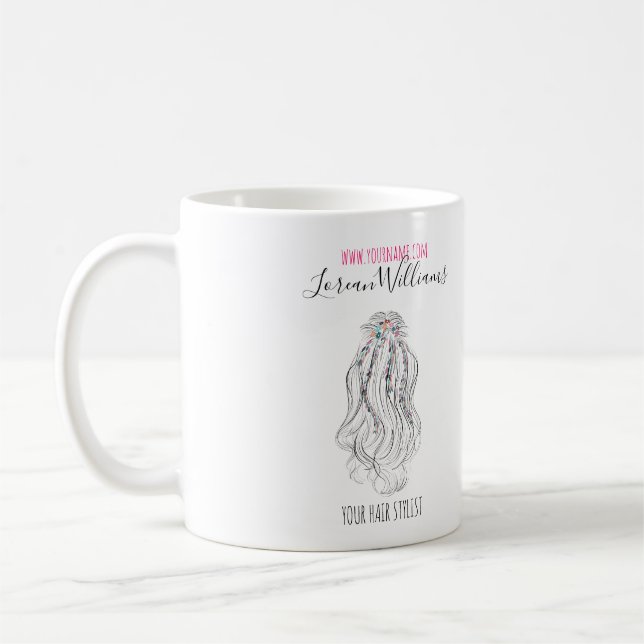 Modern Boho WildblommMöhippa Hair Stylist Blommigt Kaffemugg (Vänster)
