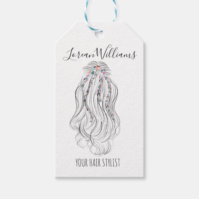 Modern Boho WildblommMöhippa Hair Stylist Blommigt Presentetikett (Framsidan)