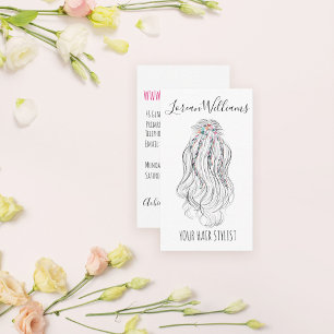 Modern Boho WildblommMöhippa Hair Stylist Blommigt Visitkort