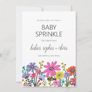 Modern Boho Wildblommor Twin Baby Sprinkle Inbjudningar