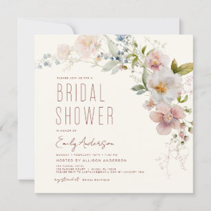 Modern Boho Wildbloms Möhippa Elegant Inbjudningar