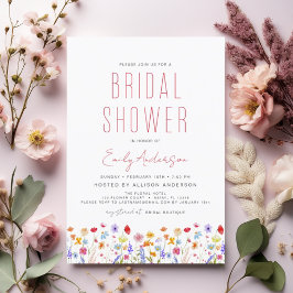 Modern Boho Wildbloms Möhippa Elegant Inbjudningar