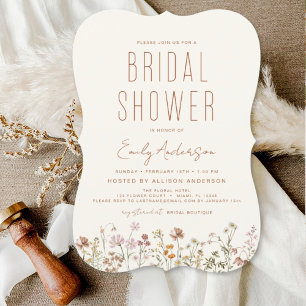 Modern Boho Wildbloms Möhippa Elegant Inbjudningar