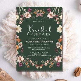 Modern Boho Wildbloms Pastel Grönt Möhippa Inbjudningar