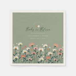 Modern Boho Wildblomsage Sage Baby i Bloom Shower Pappersservett