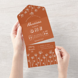 Modern Boho WildblomTerracotta Första födeldagen