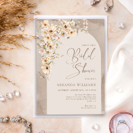 Modern Boho Wildflowers Cream Floral Bridal Shower Inbjudningar