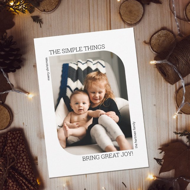 Modern böjd Ram-minimal 1 fotojul Julkort (Skapare uppladdad)