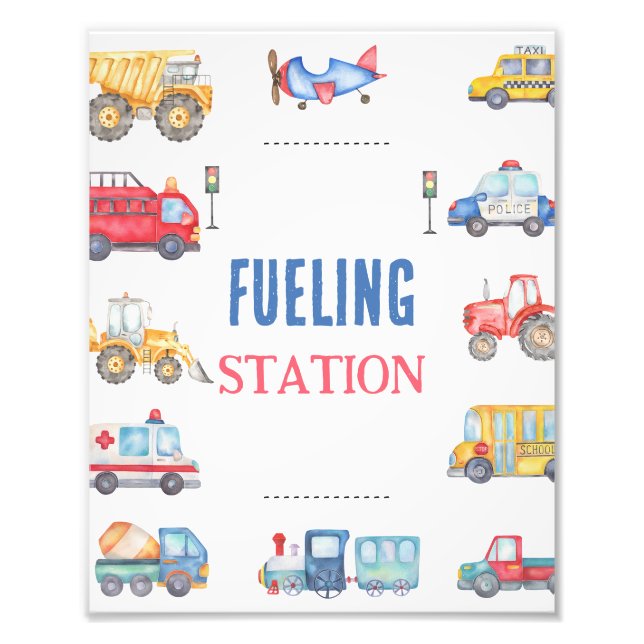 Modern bojetransport 1:a födelsedag Party-tecken Fototryck (Framsidan)