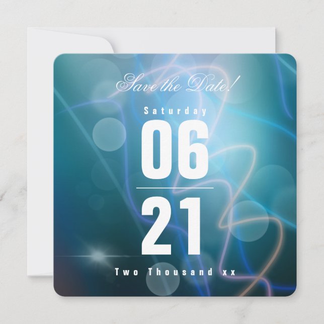 Modern Bokeh Blå Bakgrund Bröllop (Framsida)