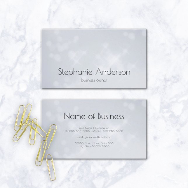 Modern Bokeh Glamoral Silver Gnistra Visitkort (Modern Bokeh Glamorous Silver Sparkle Business Cards)