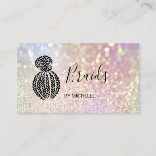 Modern Bokeh Holograph Hair Braider, Braids Busin Visitkort