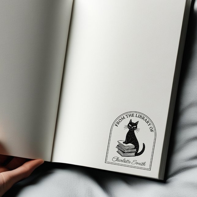 Modern Bokig Katt, Anpassad Bokplakett  Stämpel (Skapare uppladdad)