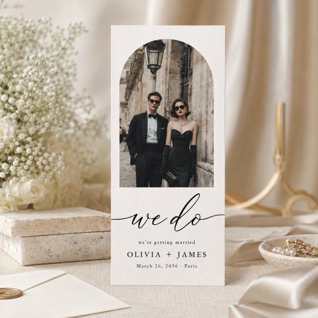 Modern Bokmärke Ark Foto Bröllop Save the Date Spara Datumet (Skapare uppladdad)