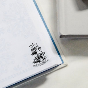 Modern bokmärke Fartyg Sjöfart Bibliotek Bok Stämpel