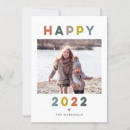 Modern Bokstäver Gott Nytt År 2022 Fotokort Julkort