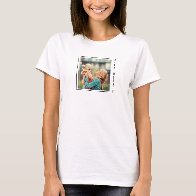 Modern Bokstavsdesign Bästa Mamma Med Foto T Shirt (Framsida)