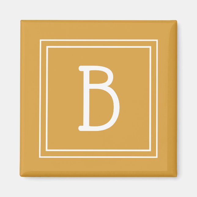 Modern Bokstavsmall för Monogram, Initial, Gul Magnet (Framsidan)