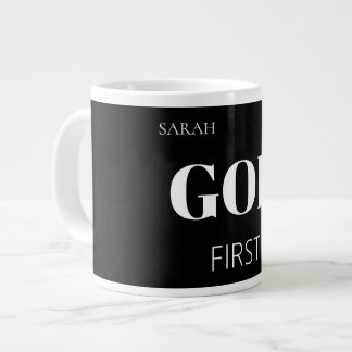Modern Bold Black God First Faith Saying Slogan Jumbo Mugg