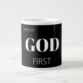 Modern Bold Black God First Faith Saying Slogan  Jumbo Mugg