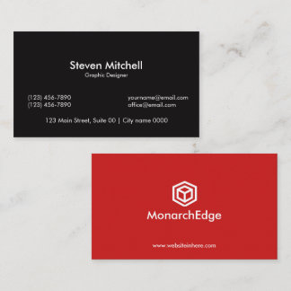Modern Bold Black Red Creative Graphic Designer Visitkort