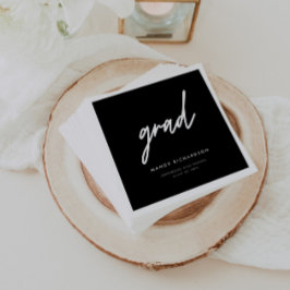 Modern Bold Black Script Custom Graduation Party Pappersservett
