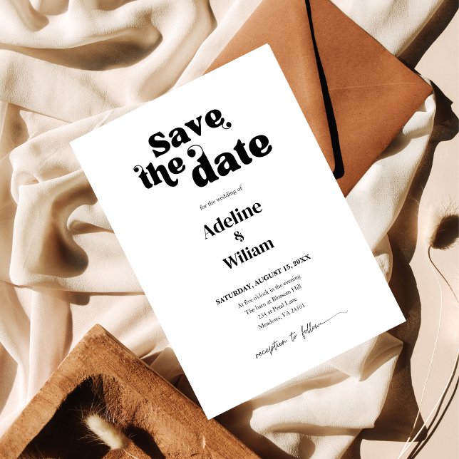 Modern Bold Black Wedding Save the Date Photo Inbjudningar (Skapare uppladdad)