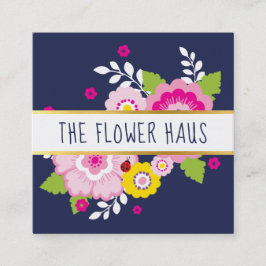 MODERN BOLD BLOMMIGT färglös blommor marin rosa Fyrkantigt Visitkort