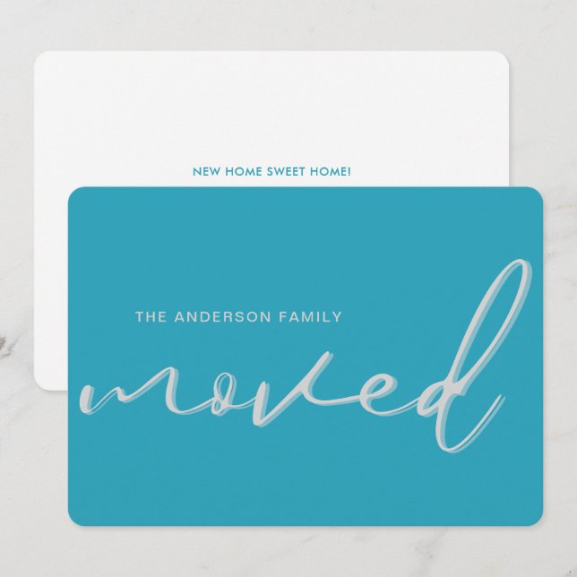 Modern Bold Blue Ny adress Home Flytta Meddelande (Fram/baksida)