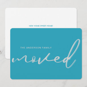 Modern Bold Blue Ny adress Home Flytta Meddelande