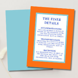 Modern Bold Bright Colorful Custom Wedding Details Tilläggskort