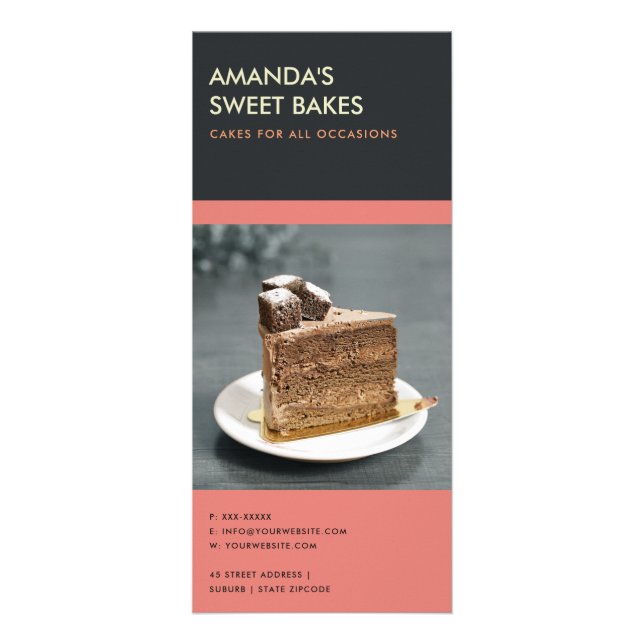 MODERN BOLD BRIGHT ROSA BLACK BAKERY PRIS SERVICE REKLAMKORT (Baksidan)