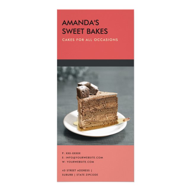 MODERN BOLD BRIGHT ROSA RED BAKERY PRIS SERVICE REKLAMKORT (Baksidan)